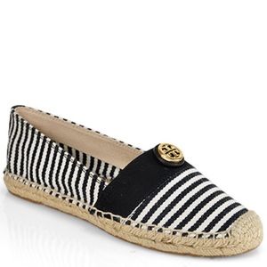 Tory Burch black & white stripe espadrille- Size 9